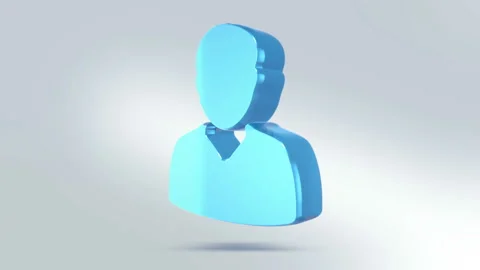 Man icon is made of glass. Translucent rotating man sign Stock Footage 86784625