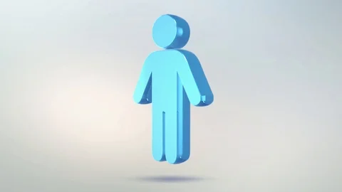 Man icon is made of glass. Translucent rotating man icon with alpha channel Stock Footage 86835685