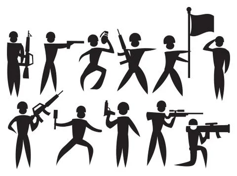 Man Icon of miliary men Stock Illustration