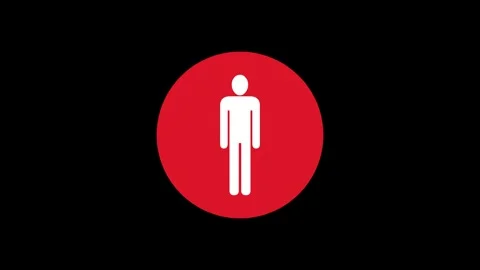 Man icon red color simple shape circle animation black background Stock Footage 279368376