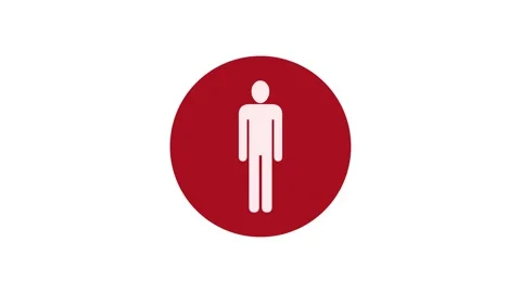 Man icon red color simple shape circle animation white background Stock Footage 279368380