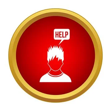 Man icon showing help speech bubble 库存插图