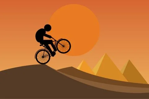 Man iding a bike Stock Illustration