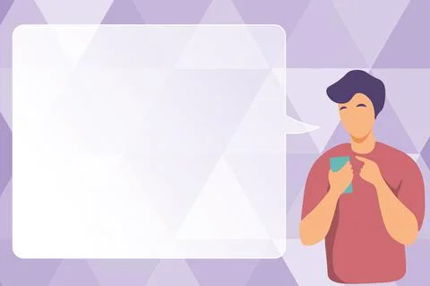 Man Illustration Using Mobile And Displaying Speech Bubble. Gentelman Texting On Stock Illustration