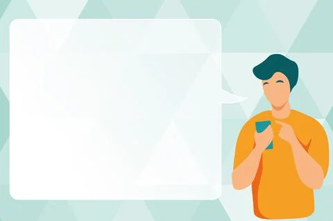 Man Illustration Using Mobile And Displaying Speech Bubble. Gentelman Texting On イラスト素材