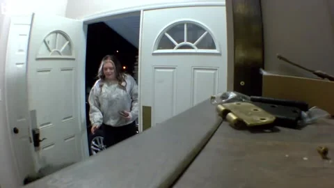 Man Immediately Stumbles Down Split Level Staircase, Elwood, Illinois, USA - 23  Video stock 325747789