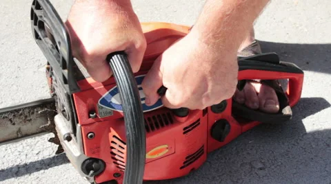 Man Included A Chainsaw Stock-Footage 61345302
