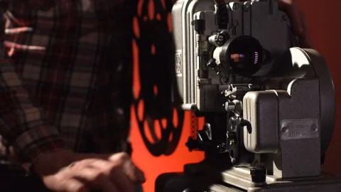 A man includes video projector Stock Footage 86068954