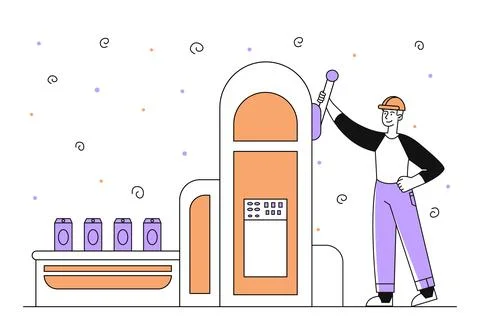 Man with industrial production vector simple Stock Illustration