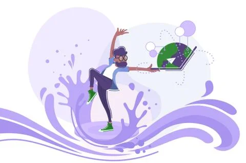 Man in information stream Stock Illustration