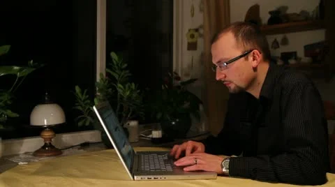 Man infront of laptop - HD Stock Footage 22085270