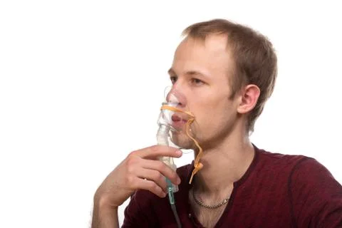 Man with inhaler Stock Photos
