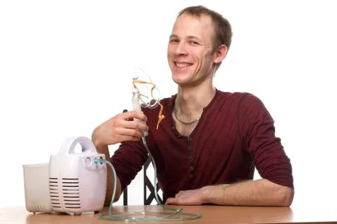Man with inhaler Stock Photos