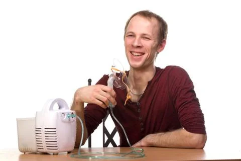 Man with inhaler Stock Photos