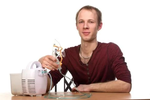 Man with inhaler Stock Photos