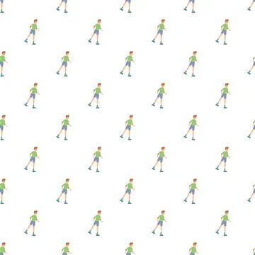Man inline skating seamless pattern active lifestyle イラスト素材