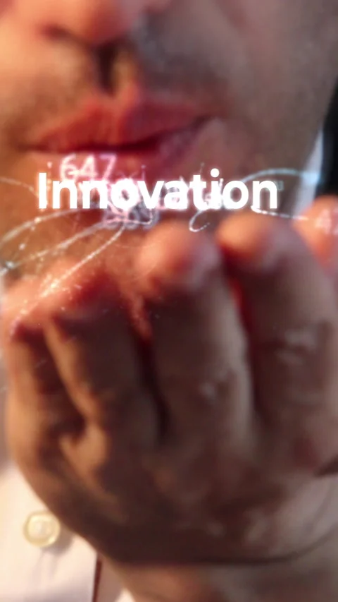 Man with Innovation title Video stock 248058511