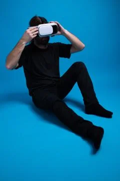 Man inserting the phone box in the VR gadget Stock Photos