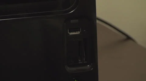 Man Inserting An SD Card Into A Office Printer Stock Footage 36035618