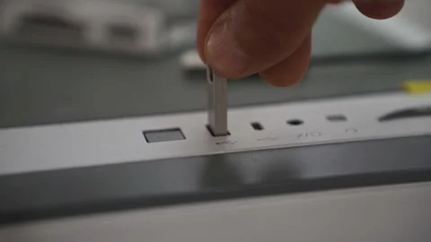 Man inserting an Usb flash drive Stock Footage 342340540