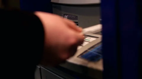 Man inserts and removes ATM card from machine Video stock 1001453