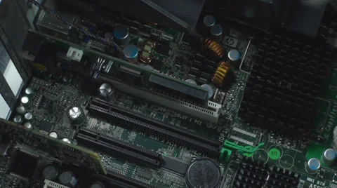 Man Inserts A Video Card Into A Workstation Stock Footage 36035398