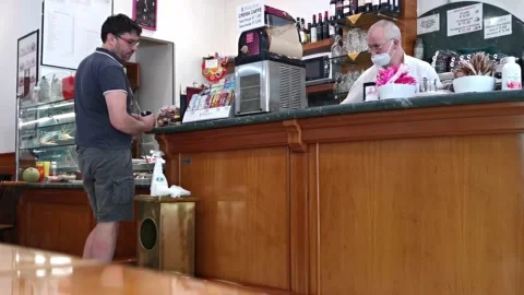 Man Inside the Bar Waiting Waiter to Pay the Lunch Stock Footage 131560176