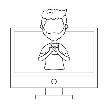 Man inside computer design Stock Illustration