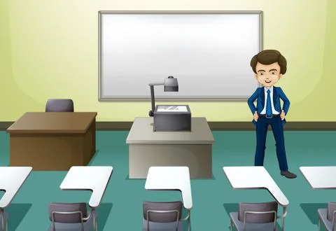 A man inside the conference room Stock Illustration
