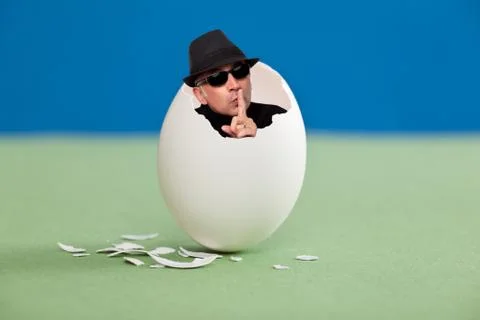 Man inside an egg Stock Photos
