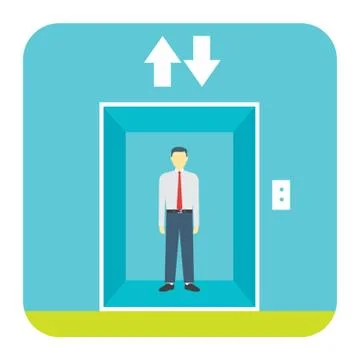 Man Inside The Elevator Stock Illustration