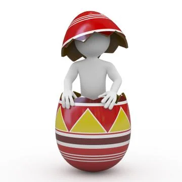 Man inside a huge easter egg Stock Illustration