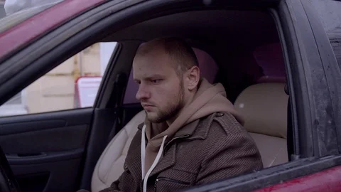 Man inside smoke car Stock Footage 101641923