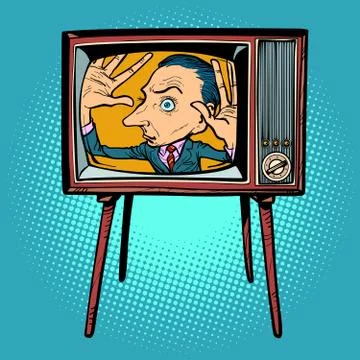 Man inside TV Stock Illustration