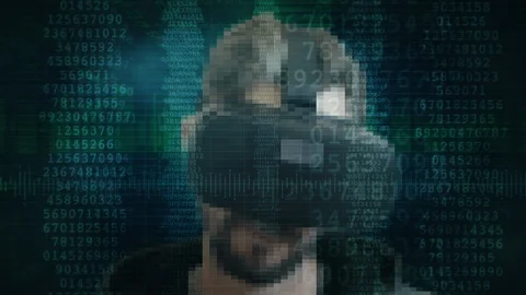 Man Inside Virtual Reality Source Data Code VR Headset Stock Footage 104551903