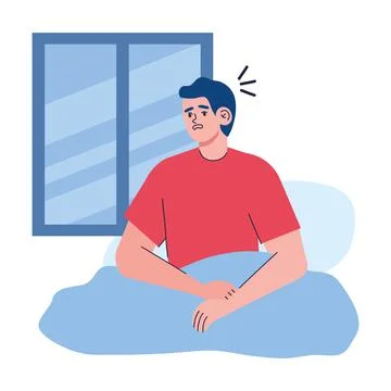 Man with insomnia Stock Illustration