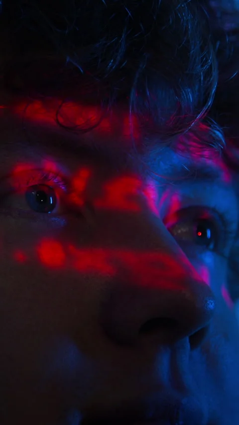 Man Inspecting Cybersecurity Code Projected on Face in Office Stock Footage 347313515