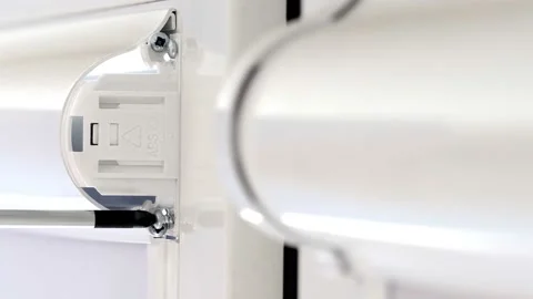 Man installing cassette roller blinds on windows. Stock Footage 170659200