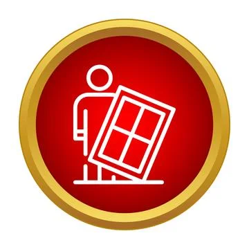 Man installing or repairing window frame icon イラスト素材