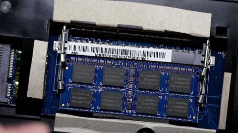 Man installing a ram into laptop Video stock 51680788