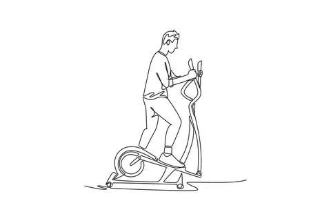 Man is intensely working out on elliptical machine Stock Illustration