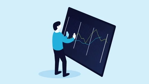 Man interacting with digital display showing financial graphs and data anal.. Stock Footage 333718273
