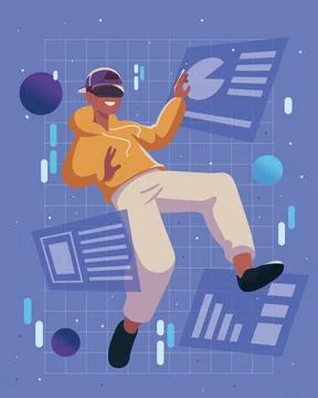 Man interacting in metaverse Stock Illustration