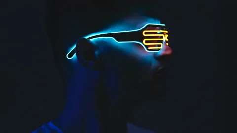 The man in the interactive glasses Stock Footage 168535656