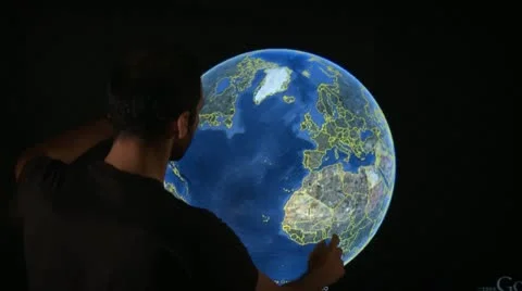 Man with Interactive Touch Projector Stock Footage 21844719