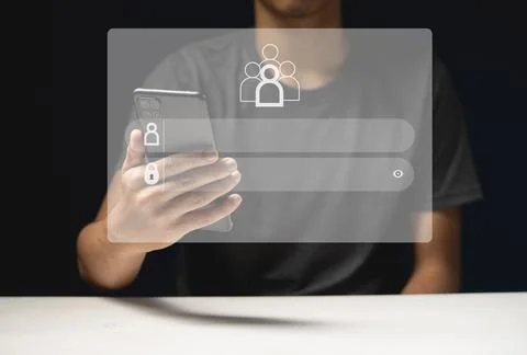 Man with Interface for the member login form Stock Photos