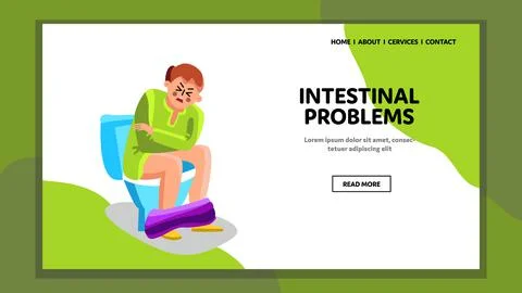 Man With Intestinal Problems Sitting Toilet Vector Illustrazione stock