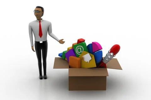 Man introduce the new apps Stock Illustration