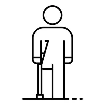 Man invalid amputated leg icon, outline style Stock Illustration