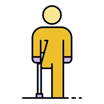 Man invalid amputated leg icon color outline vector Stock Illustration